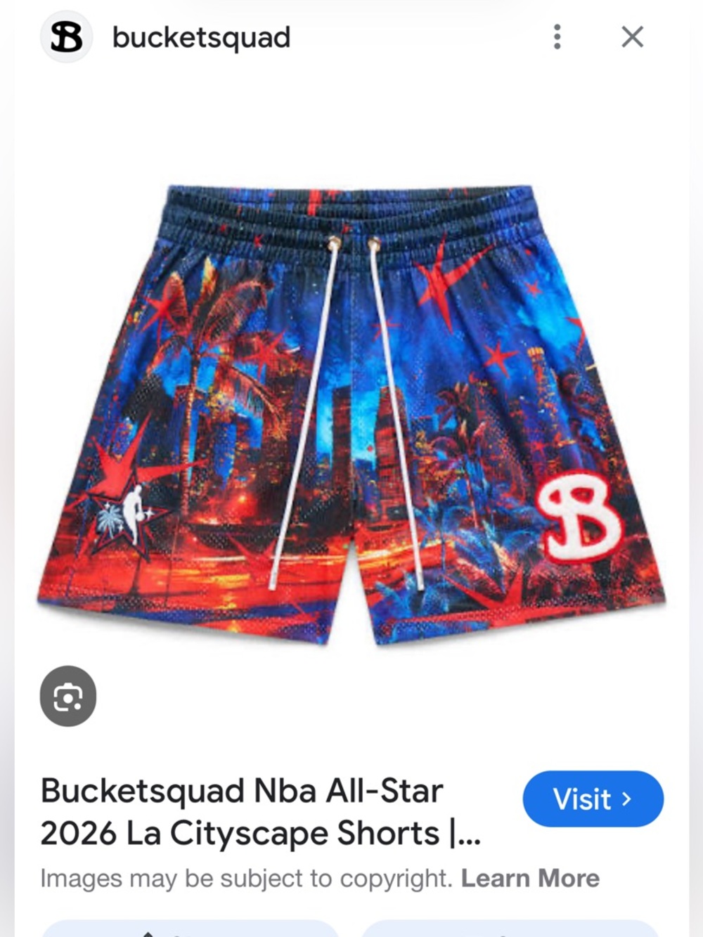BKTSQD NBA ALL-STAR 2026 LA CITYSCAPE YOUTH SHORTS youth XS